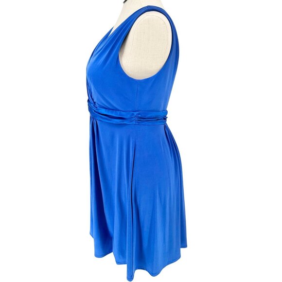 Davids Bridal Dress Womens 14 Blue Sleeveless V-Neck Ruched Waist Knee-Length - Picture 8 of 8